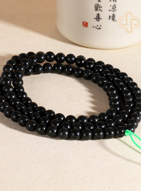 建廷新疆和田玉塔青手串6mm108颗佛珠 羊脂玉手链单圈珠串项链