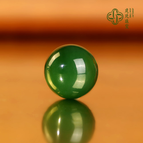 建廷俄料老坑碧玉散珠配珠高货单珠圆珠珠子和田玉菠菜绿单颗配饰