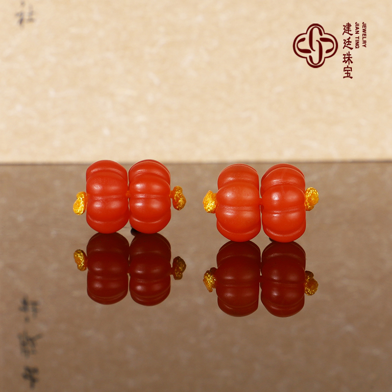 建廷精品保山南红南瓜珠 顶珠腰珠配珠瓜珠天然正品 南红玛瑙散珠