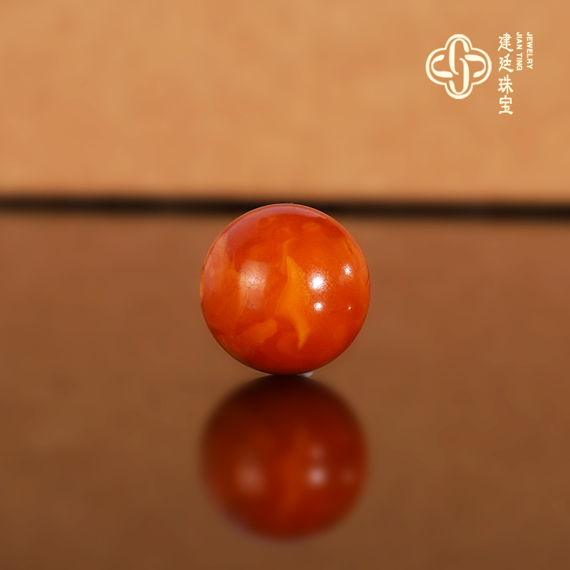 建廷天然俄料老蜜蜡散珠12.1mm 红皮 满蜡妖花古董蜜蜡配珠圆珠