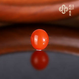 建廷原矿川料南红戒面 12.5x10.9x6.5mm 樱桃红蛋面 裸面 素面