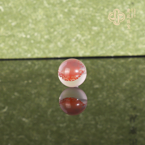 建廷原矿天然冰飘南红散珠9.4mm 冰种飘花单珠荔枝栋配饰配珠