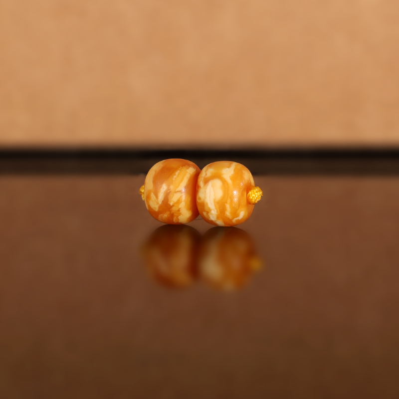 天然俄料老蜡老型散珠DZ23 8.6x6.8mm 云端古董老蜜蜡配珠隔珠