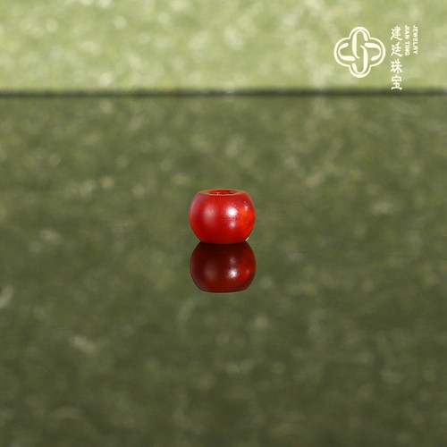 建廷原矿天然瓦西南红散珠 直径5x3.7mm牛血红满肉精工隔珠配珠