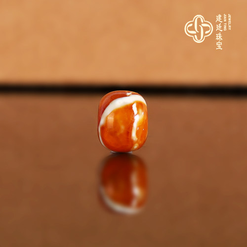 建廷天然俄料老蜡老型珠散珠 直径8x6.5mm 鸡油黄红皮蜜蜡配珠