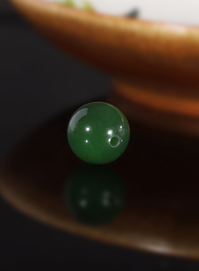 建廷天然俄料老坑碧玉散珠12mm 高货菠菜绿和田玉配珠隔珠单珠