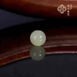 新疆和田玉若羌黄口散珠8mm大孔珠单颗配珠隔珠 羊脂玉单珠圆珠