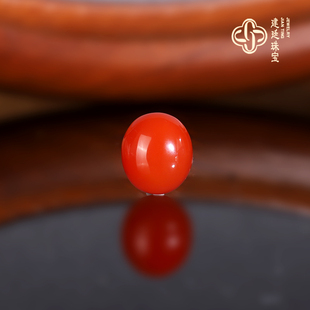 建廷原矿川料南红戒面 13.7x12x9.1mm 樱桃红蛋面 裸面 素面