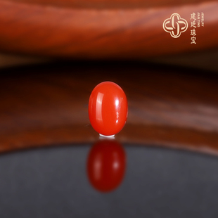 建廷原矿川料南红戒面10.8x7.8x6mm 樱桃红蛋面 裸面 素面