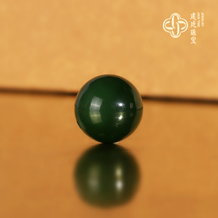 建廷天然俄料碧玉单珠13mm 老坑菠菜绿高货收藏和田玉散珠圆珠