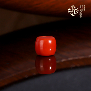 建廷毕业级瓦西南红直切散珠 7.5x6.4mm大孔珠 满肉柿子偏红配珠