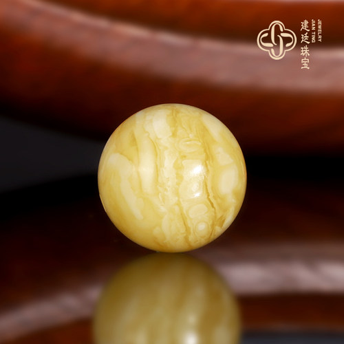建廷天然俄料蜜蜡散珠 鸡油黄白花蜜蜡单珠满密满蜡圆珠多宝配珠