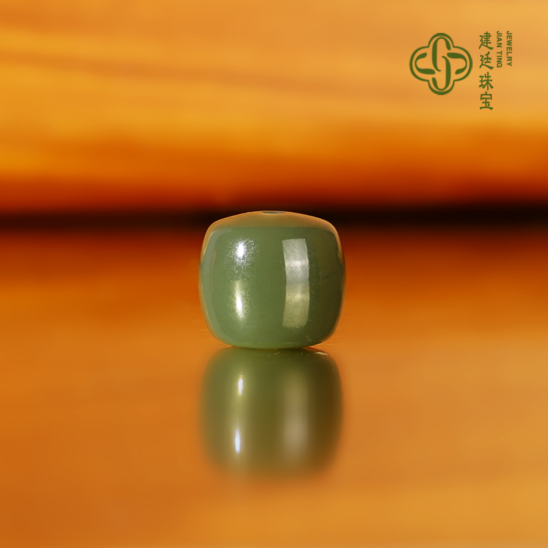 建廷新疆和田玉 沙枣青直切 约10x8.5mm配饰单颗羊脂玉配珠散珠