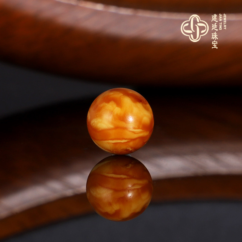 建廷天然俄料老蜡散珠10.2mm  A2002 云端满蜡满密古董老花蜡配珠