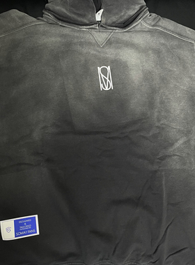 S凹麦美式复古做旧渐变连帽卫衣男潮牌设计感370克重磅