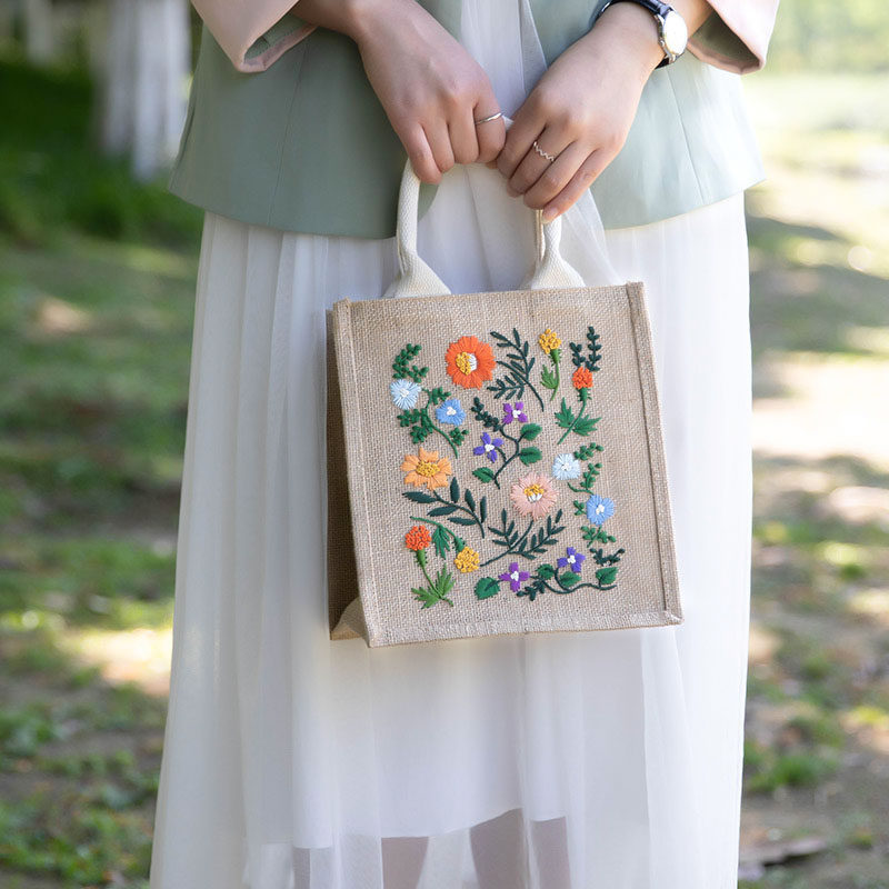 手工diy樋口愉美子文艺清新麻z布袋手提包日系少女新手刺绣材料包,居家布艺,缝纫DIY材料套装,淘宝优惠券,粉丝福利购,淘宝优惠卷