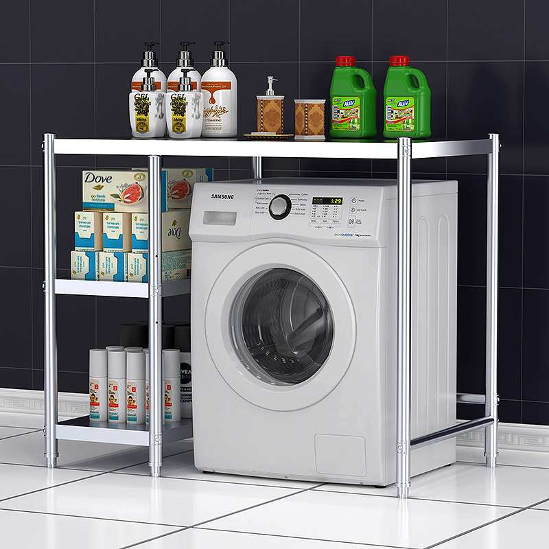 不锈钢洗衣机置物架滚筒浴室洗衣机烘干机上O方叠放组合三层收纳