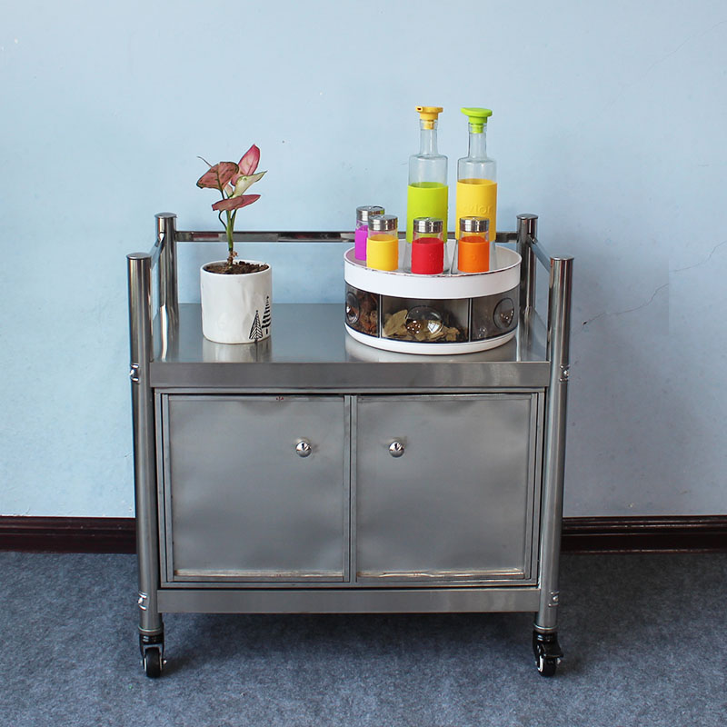 70高带柜门不锈钢微波炉置物架二层家用储物N架烤箱架子落地餐边