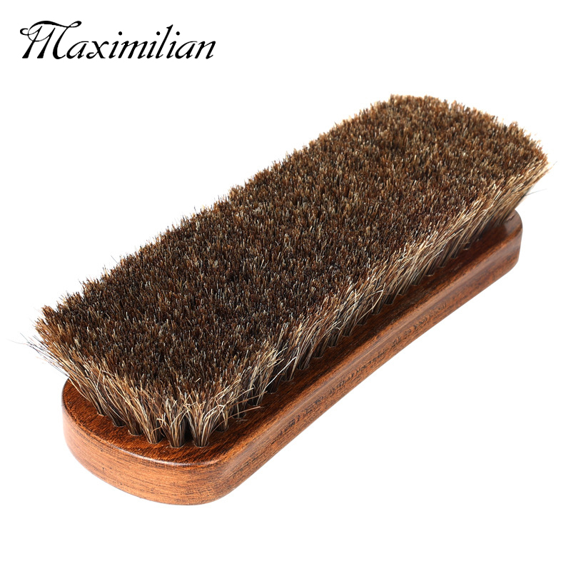 马毛刷子鞋刷打鞋油用软s毛不伤鞋榉木马鬃毛皮鞋刷除尘上光刷实