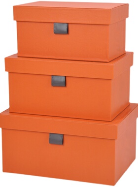 轻奢皮质皮扣收纳盒样板t房间衣帽间衣橱装饰箱盒子储物箱软装饰