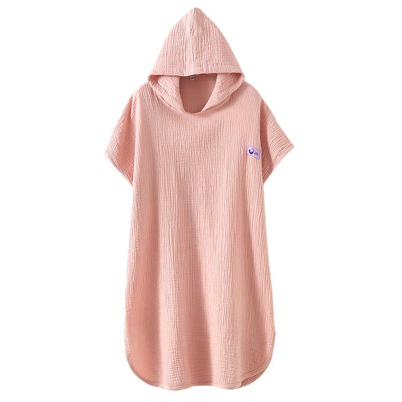 纯棉纱布儿童连帽浴袍全棉吸水速A干可穿浴巾男童女斗篷游泳夏薄