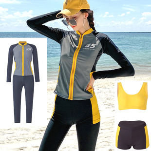 长袖 保守分体四件套 泳衣女显瘦浮潜水衣s韩国水母服速干2022新款