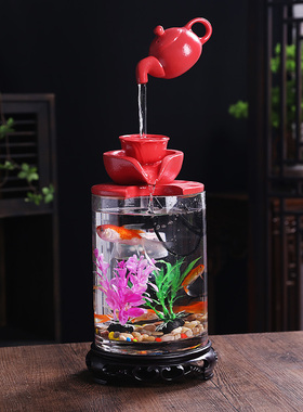 金鱼缸水族箱流水摆件喷泉自动B循环生态装饰小型桌面办公室客厅