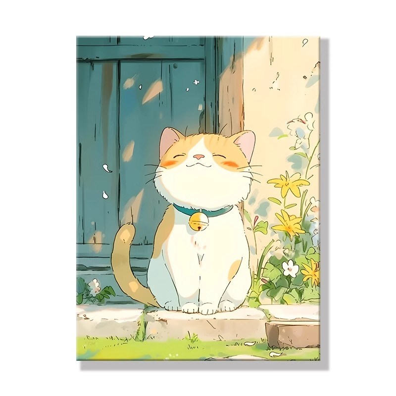 客厅装饰画卡通富贵胖猫可爱儿童房卧室成品挂摆画高清.喷绘治愈图片