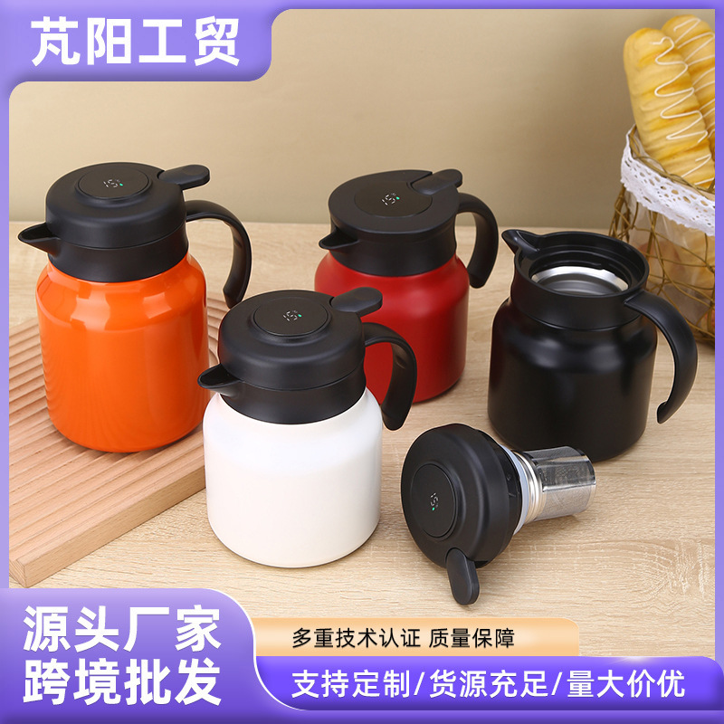 新款智能LED显示屏焖烧壶欧式316不锈钢保温壶大容量家用闷茶壶