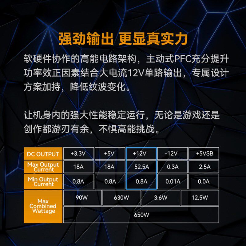 振华电源铜皇650W电脑电源650w台式机主机电源铜牌静音