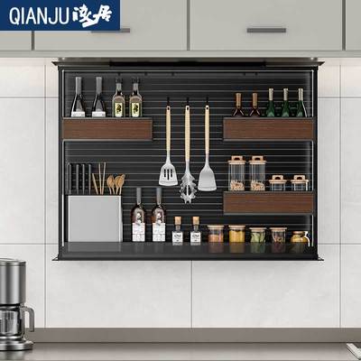 厨房吊柜电动升降拉篮智能语音触控自动垂直O下拉式调味料橱柜拉