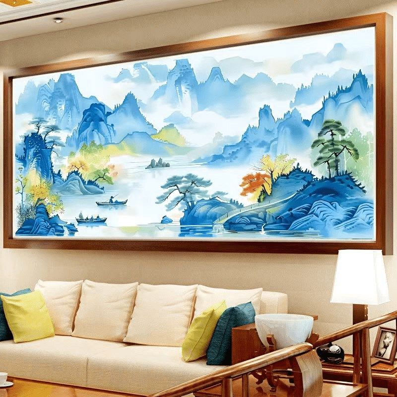 春江水暖图十字绣2025新款线绣客厅风景山水画大幅满绣自己绣手工,居家布艺,十字绣套件,淘宝优惠券,粉丝福利购,淘宝优惠卷