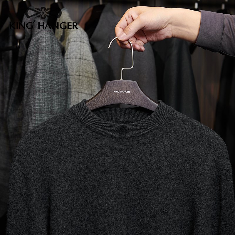 KH高端实d木大衣衣架挂外套专用新款黑色衣挂衣柜衣帽间专用衣架