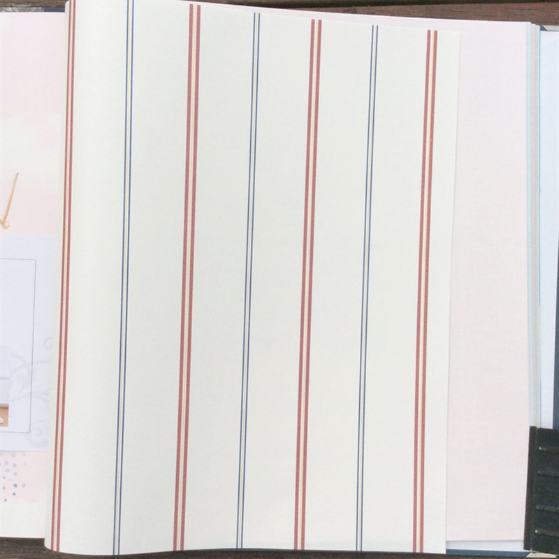 无纺布墙纸地中海蓝色健康环保儿童房卧J室客厅壁纸 蓝白色竖条纹