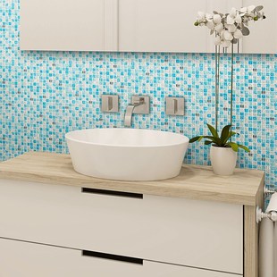 KASARdO地中海水晶冰裂玻璃马赛克瓷砖卫生间水池拼花背景墙小块