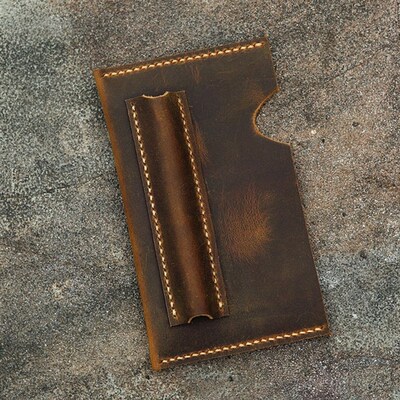 field notes记事本保护套纯手工缝纫疯马皮外置笔复古皮套FA605SV