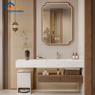 设计师定制宋氏美学风岩板梳妆台浴室柜组合卫生间洗漱台洗脸手池