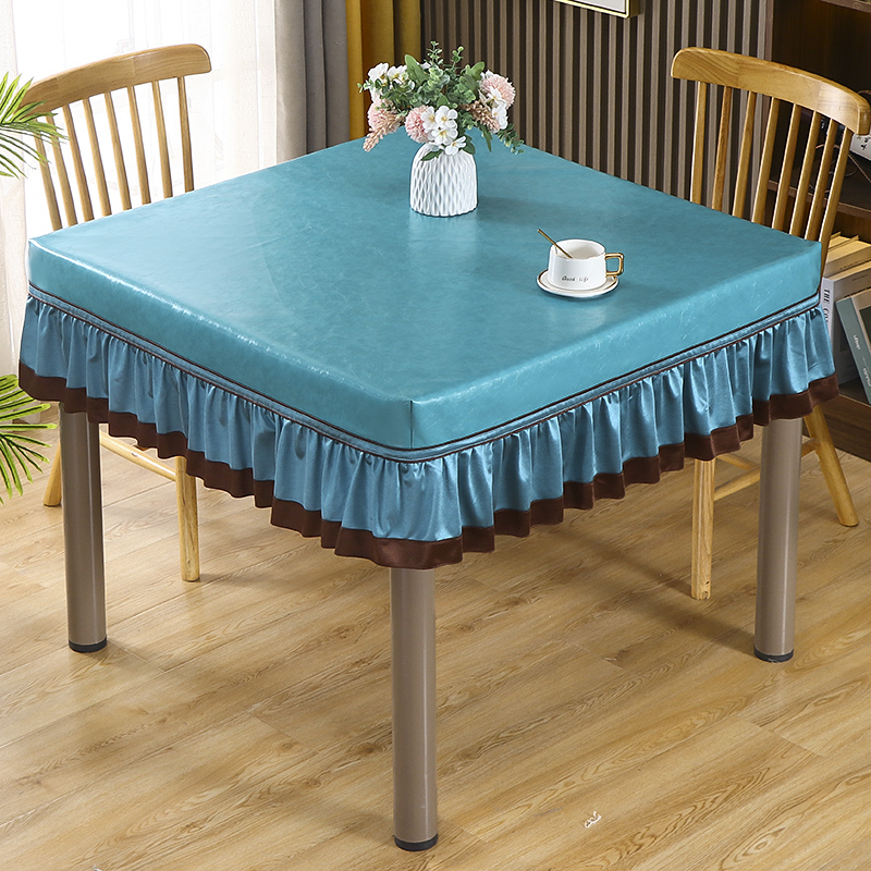 简约正方形软皮电炉烤火桌皮罩桌布防水防油防烫革餐Y桌布麻将机