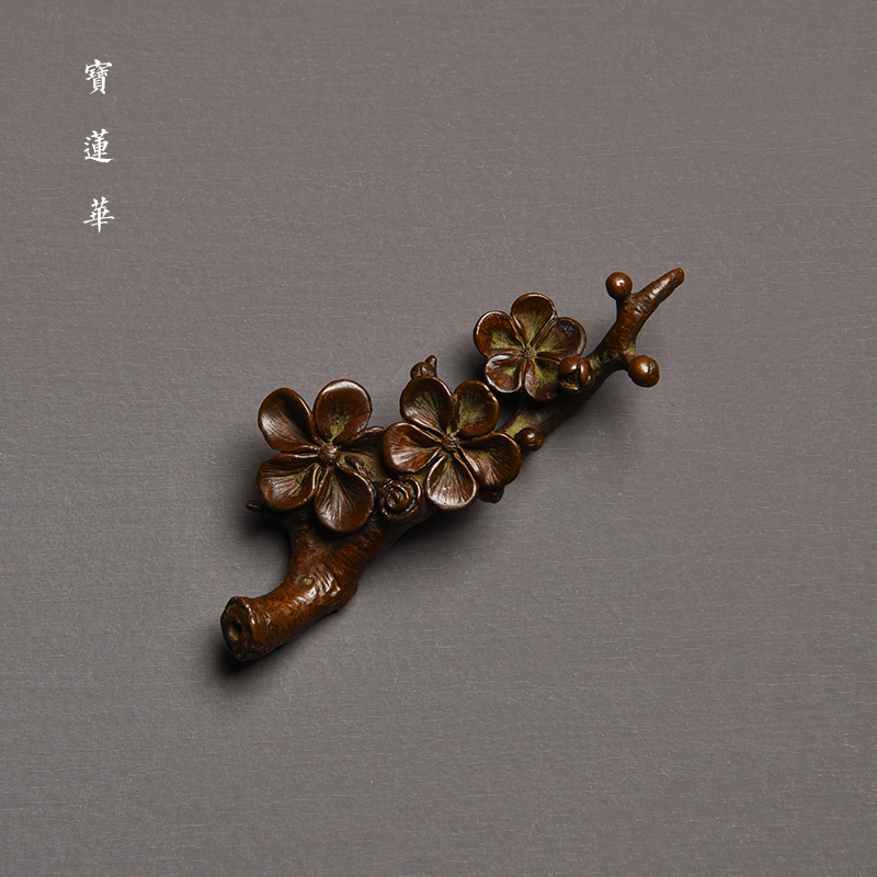全铜雕梅花枝层架香插 实心纯铜z层架线香插 茶枕茶拨架笔搁铜镇