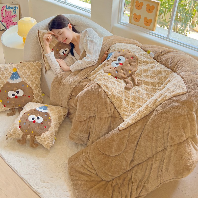 曲奇饼干冬天加厚抱枕被子两用二合一车用午睡毯子汽车Z折叠枕头