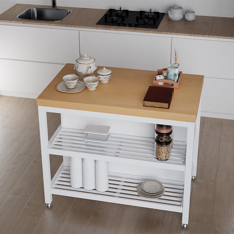 厨房中岛台可移动料理台烤箱置物收纳桌定制家用开放式.餐边柜靠