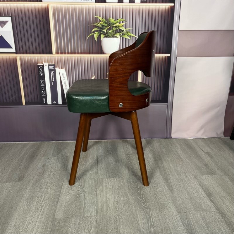 实木电脑椅餐椅i家用复古简约化妆椅现代风梳妆凳子靠背旋转书桌