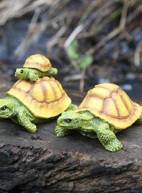 仿真小乌龟摆件鱼缸吉祥物树脂假山流水摆放微景观工艺品花园造景