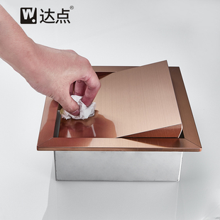 达点橱柜不锈钢垃圾桶盖台面嵌入式方形翻盖厨房隐藏桌面盖子家用