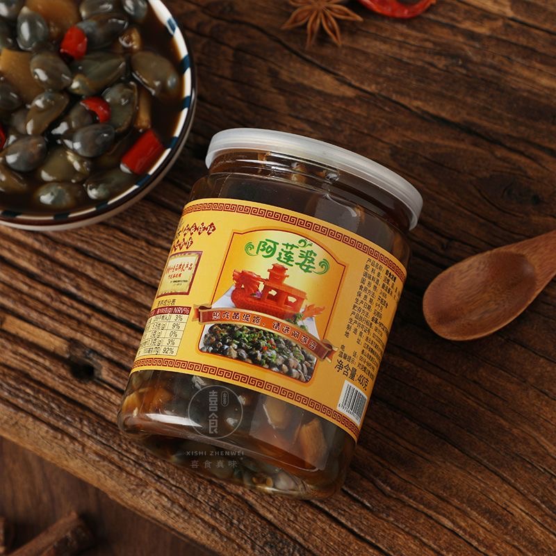 即食泥螺阿莲婆蒜香口味含大蒜瓣一起400g/罐下酒脆爽海鲜小菜