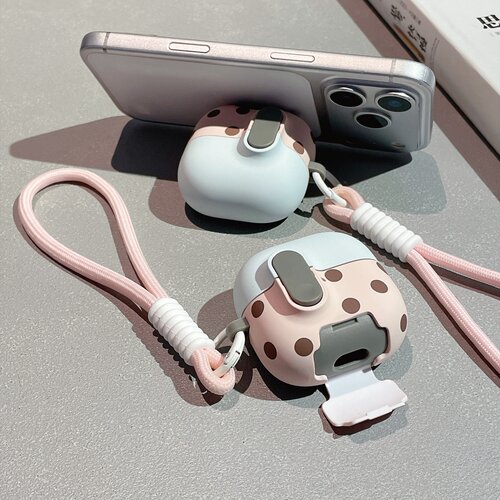 日韩简约波点自动弹盖锁扣开关适用于华为Freeclip2耳机壳带支架磁吸防摔Free Clip新款 Freebuds 7i保护套