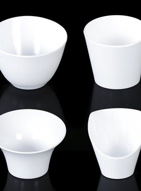 速发2025白色瓷锅店餐具自助调料碗创意商用餐厅密胺仿火斜口蔬菜