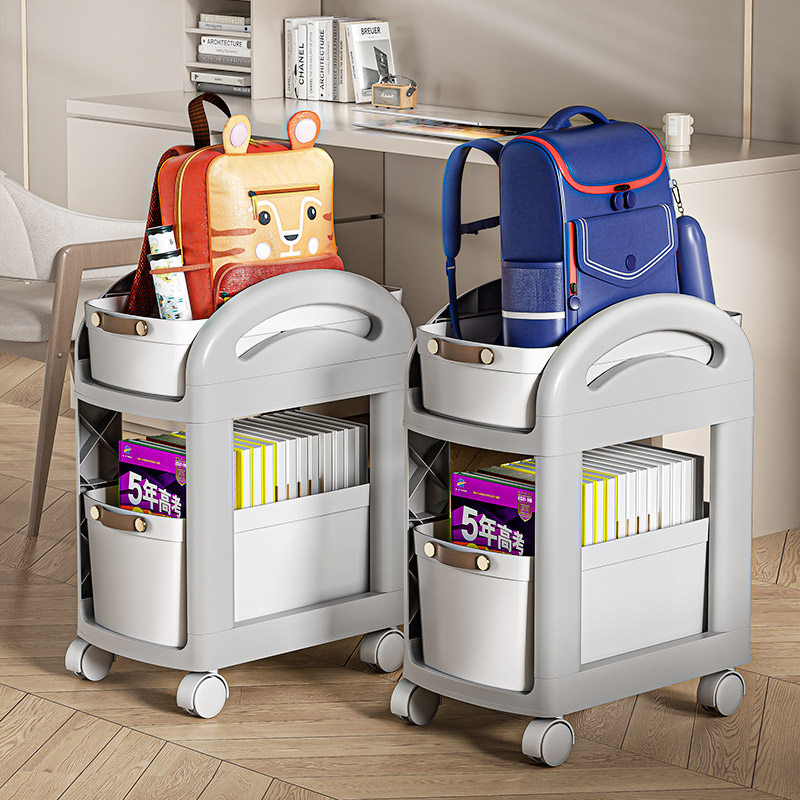 速发书包置物架小推车可移动书架落桌桌面夹缝书地收纳放置神器儿