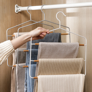器 挂架收纳裤 速发多层裤 架折叠多功能神子无用夹专痕衣架衣柜裤