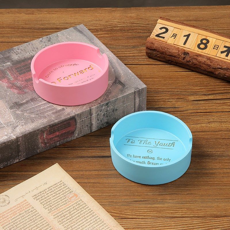 速发简缸少心色树脂烟灰缸生用粉约字母装饰烟灰嫩家用